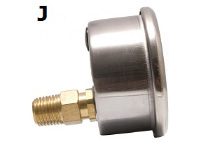 Model J Gauge - 1/4" NPT Lower Back Connection